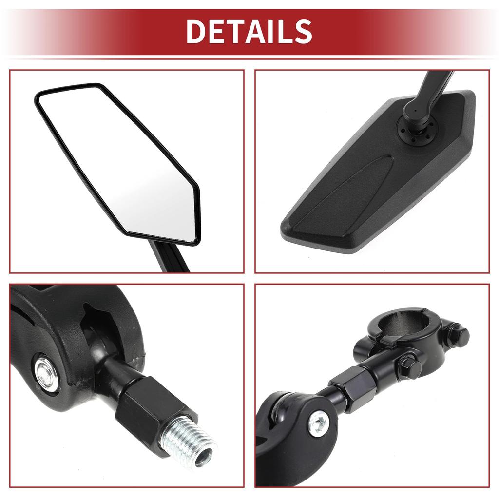 ACROPIX M10 Мотоциклетные зеркала заднего вида Зеркало бокового вида с креплением на руль Регулируемые Черный пластик Призматическая форма