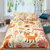 Cartoon Fox King Queen Duvet Cover Lovely Orange Animal Floral Bedding Set Kids Girls Flowers Plant 2/3pcs Polyester Quilt Cover