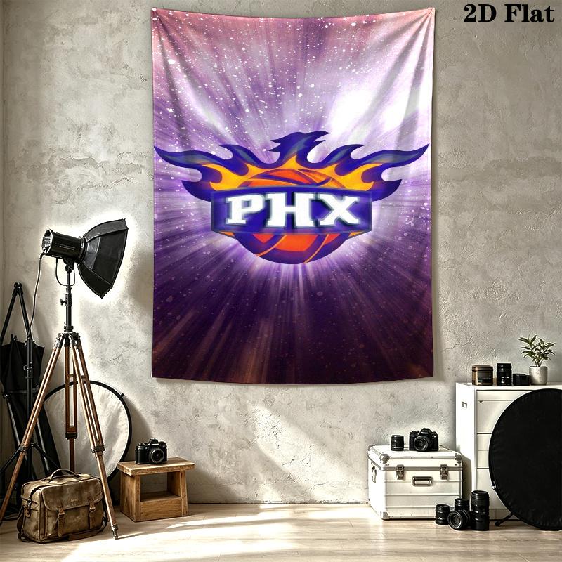 Phoenix Suns Logo Wall Tapestry Aesthetic Wall Hanging Printed Fabric Blanket Decorative Tapestries for Bedroom Living Room Home Decor