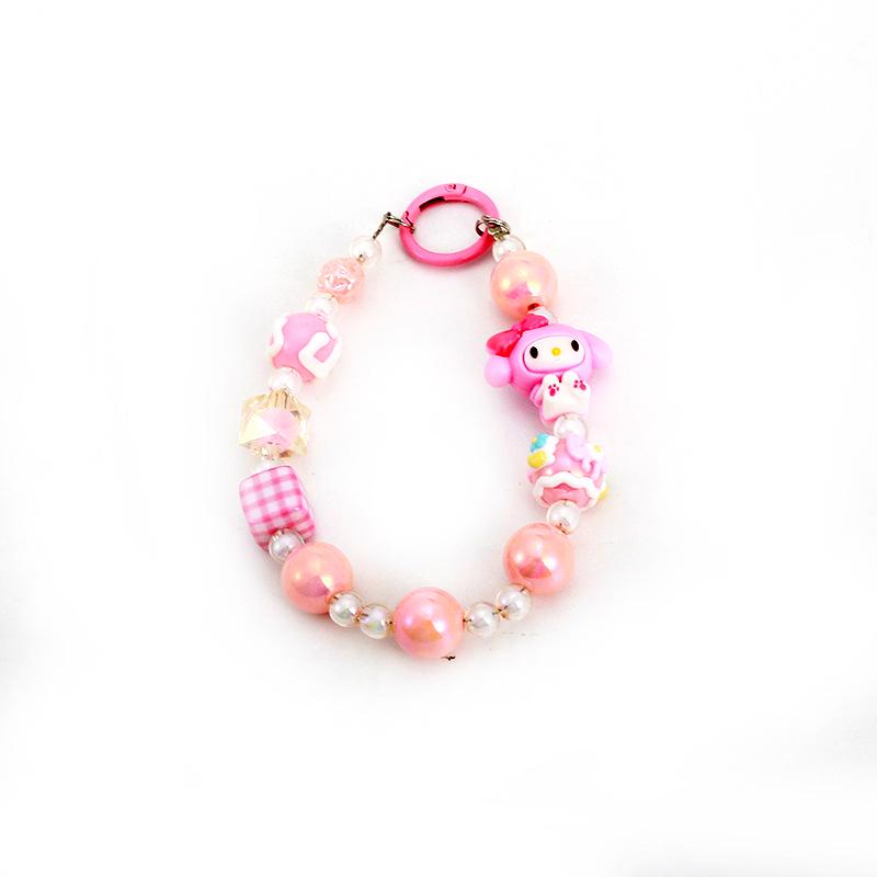 Мультяшный ручной работы Sanrio Мелоди, шнурок для телефона с бусинами и подвесные цепочки