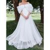 Foreign Trade High End Fashion Elegant off-Neck Three-Dimensional Flower Banquet Party Host Wedding Simple Wedding Dress Dress