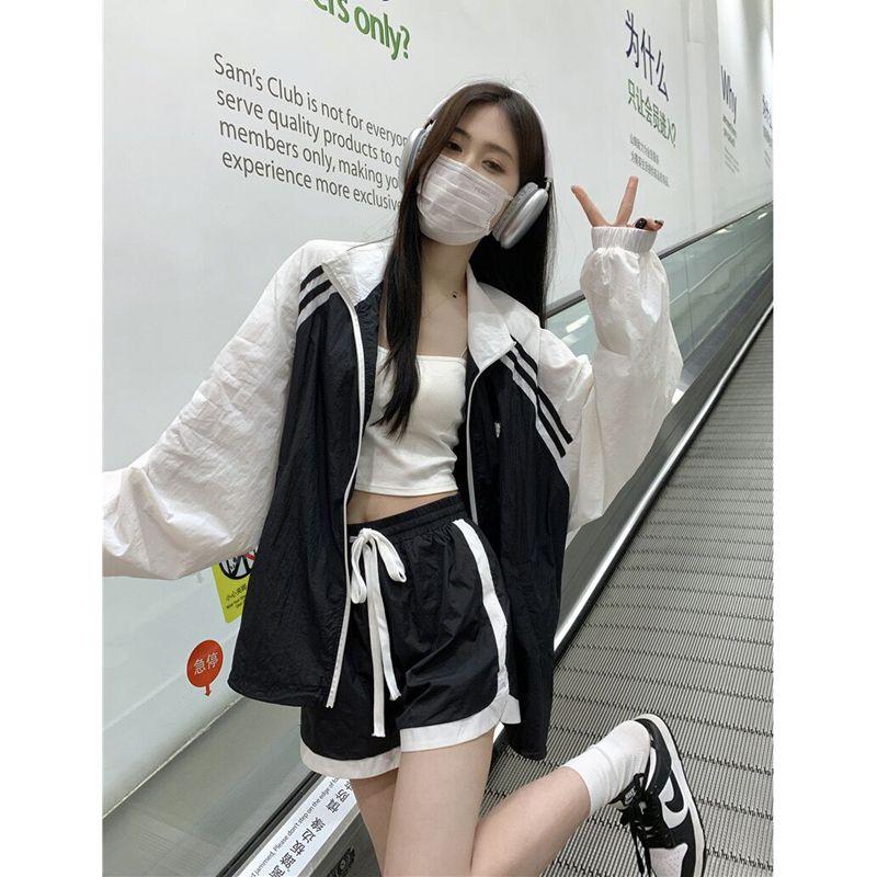 Korean Fashion Track Jacket Women Harajuku Oversized Thin Outdoor Jackets Summer Windbreaker Gorpcore Streetwear Zipper