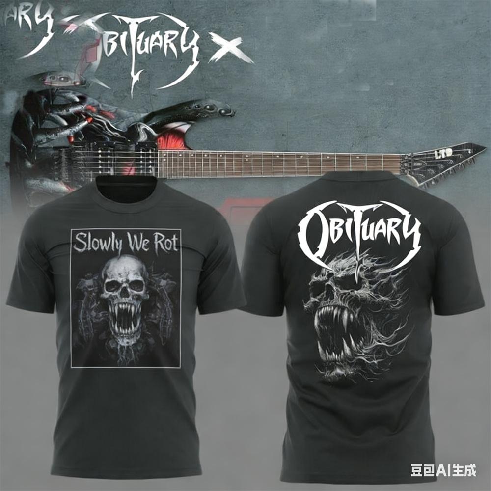 Summer men's T-shirt New Rock Obituary Band skulls Print T-shirt Men Women Fashion Oversized Short Sleeve Tshirt Graphic T-shirt