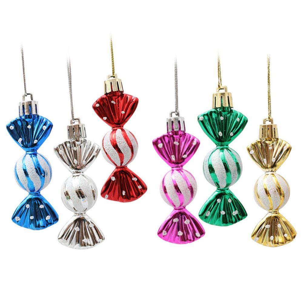 6pcs Multicolor Red Gold Christmas Hanging Decoration Candy Xmas Ornament Ball Xmas Baubles