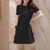 ZANZEA Женское свободное повседневное однотонное летнее платье с коротким рукавом и круглым вырезом