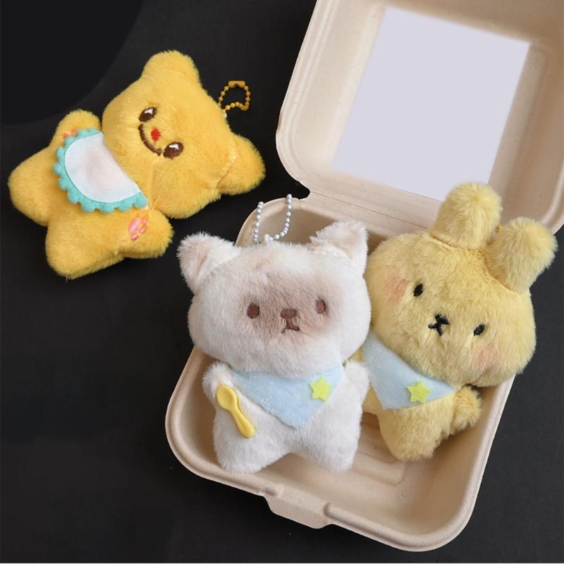 Cute Cats/Rabbit/Bear Keychain Plush Keychain Accessories for Backpacks,Bags,Purse,Phone,Car Keyring New Year Gifts