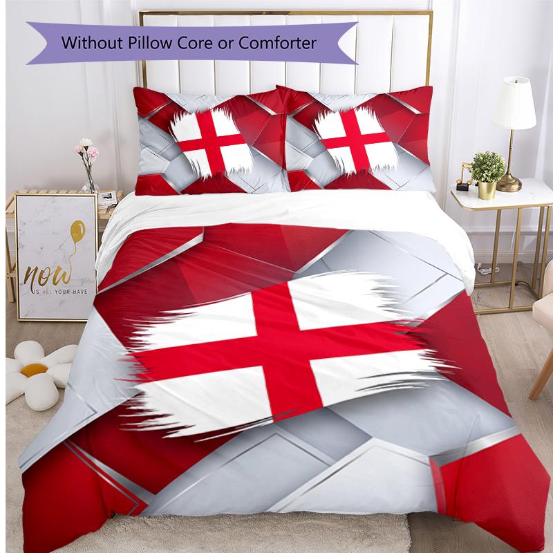 England Football Printed Bedding 3 Piece Set Cozy Breathable Bed Cover Set as Housewarming Holiday Gift