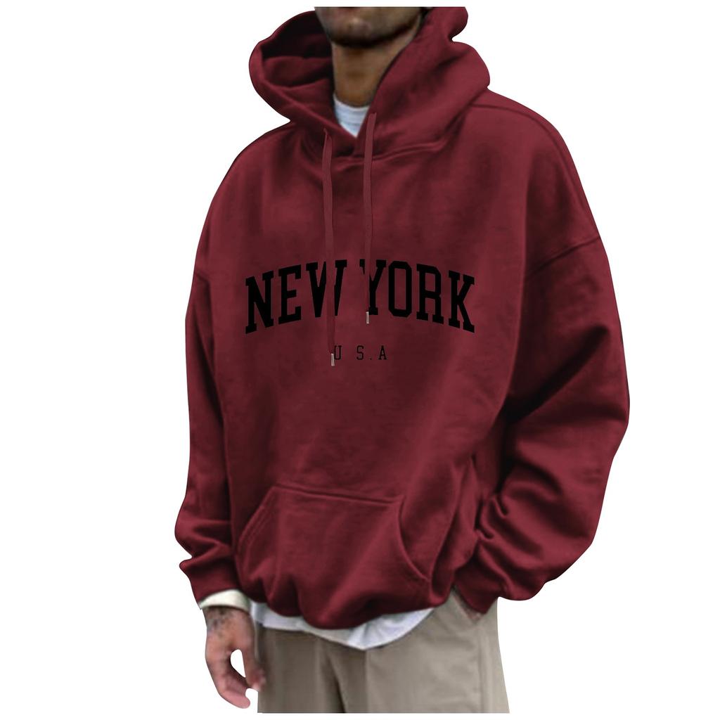 Men's Loose Printed Hooded Sweatshirt Men's Casual Fashion Sports Sweatshirt