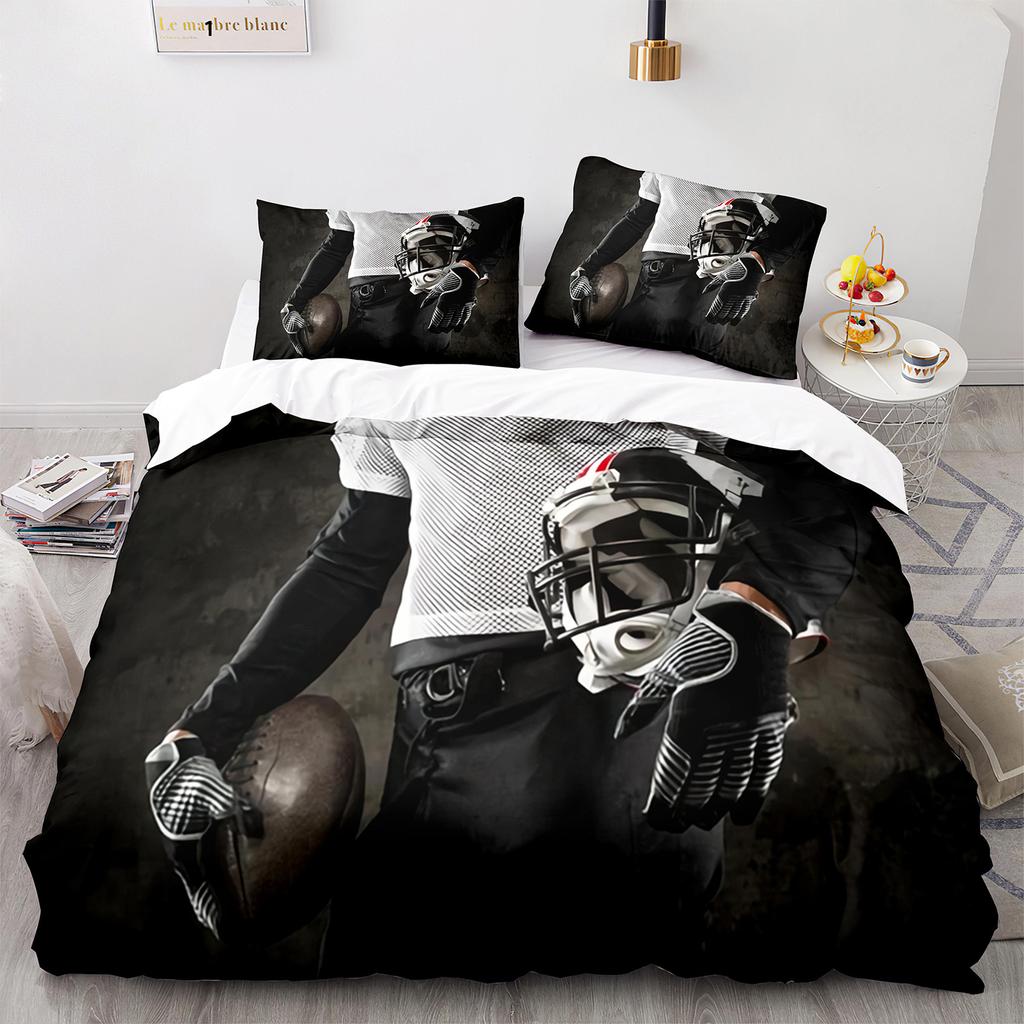 3PC America Football Bedding Microfiber Full/Queen/King/Twin Sport Duvet Cover Set for Boys Girls Teen Speed Victory Quilt Cover