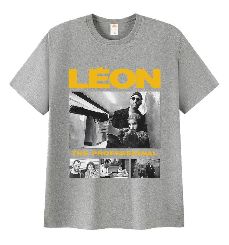 Летний фильм 2025 года Леон Профессионал Графический 100% Чистый Хлопок Печатная Футболка Мужская Мода Круглый Вырез Короткий Рукав Высокое Качество