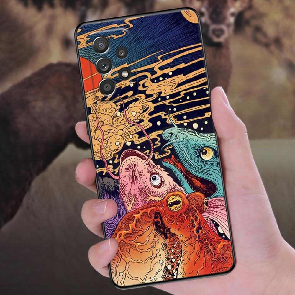 Японский Дракон Волна Аниме Чехол для Телефона Для Samsung Galaxy A57 A56 A37 A55 A36 A26 A54 A52 A35 A34 A25 A17 A16 A15 A07 Мягкая Крышка