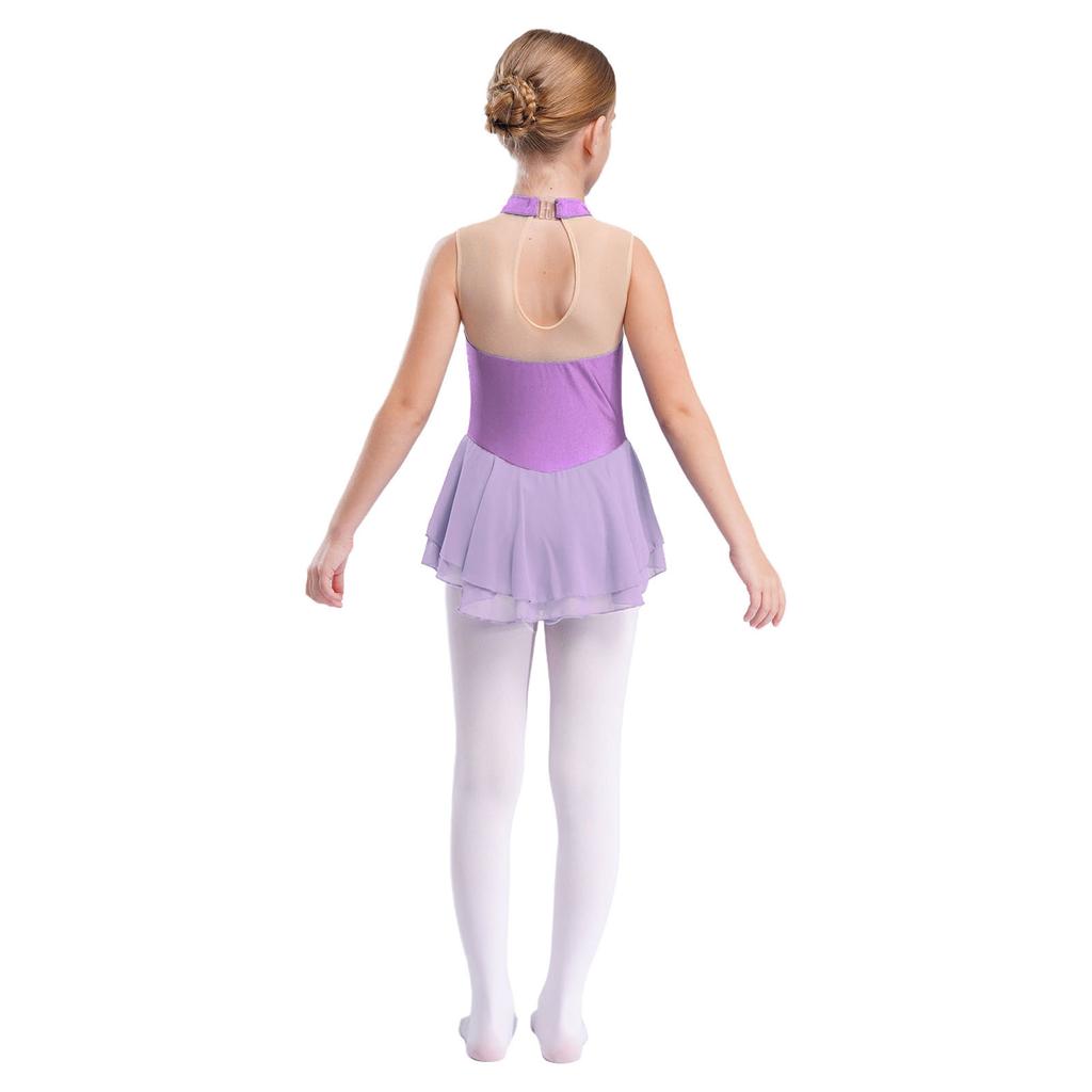 Детское платье для катания на коньках, украшенное стразами, цветочный лоскутный костюм без рукавов