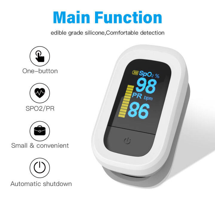 Пульсоксиметр на палец с кейсом для хранения (на батарейках)