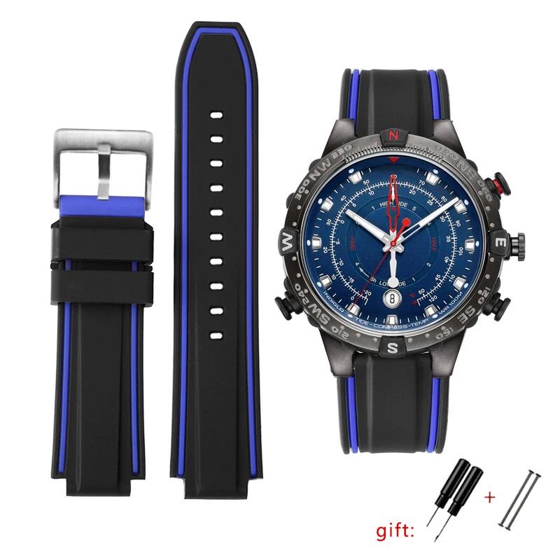 Силиконовый ремешок Для Timex E-tide Compass T2n720 T2n721 Tw2t76300 Tw2t76500 T45601 Резиновый мужской ремешок для часов Спортивный ремешок бесплатный инструмент