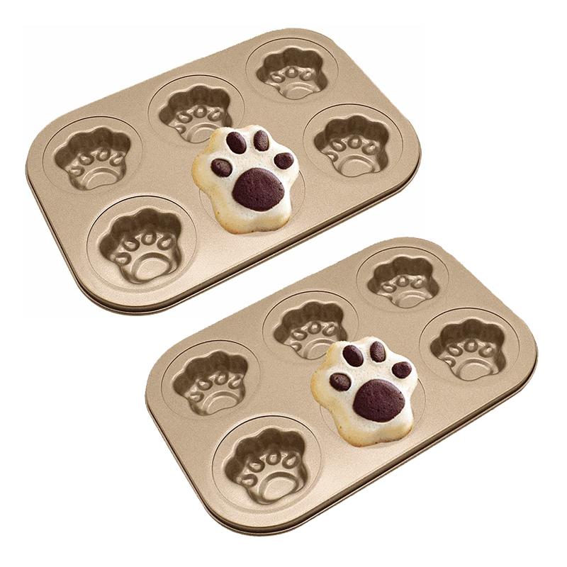 Милая форма для кексов в виде кошачьей лапки, креативная, 6 ячеек, противень для выпечки, для домашней вечеринки, для кухни, десертница для рабочего стола