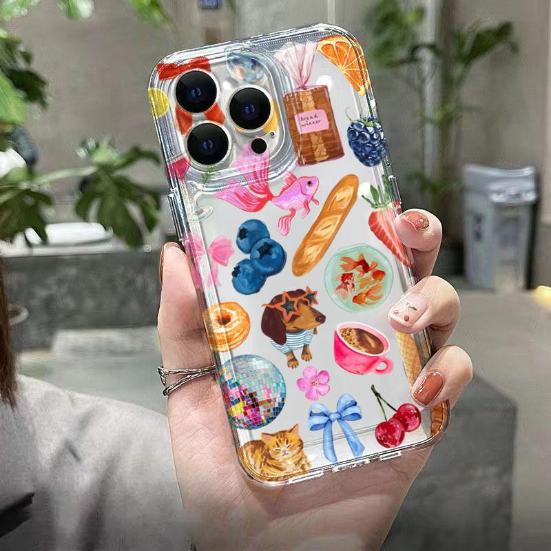 Creative Goldfish Puppy Pattern Clear Case For Samsung Galaxy S25 S24 S23 S26 UItra S22 Plus S21FE A56 A54 A33 A34 A15 A26 Cover