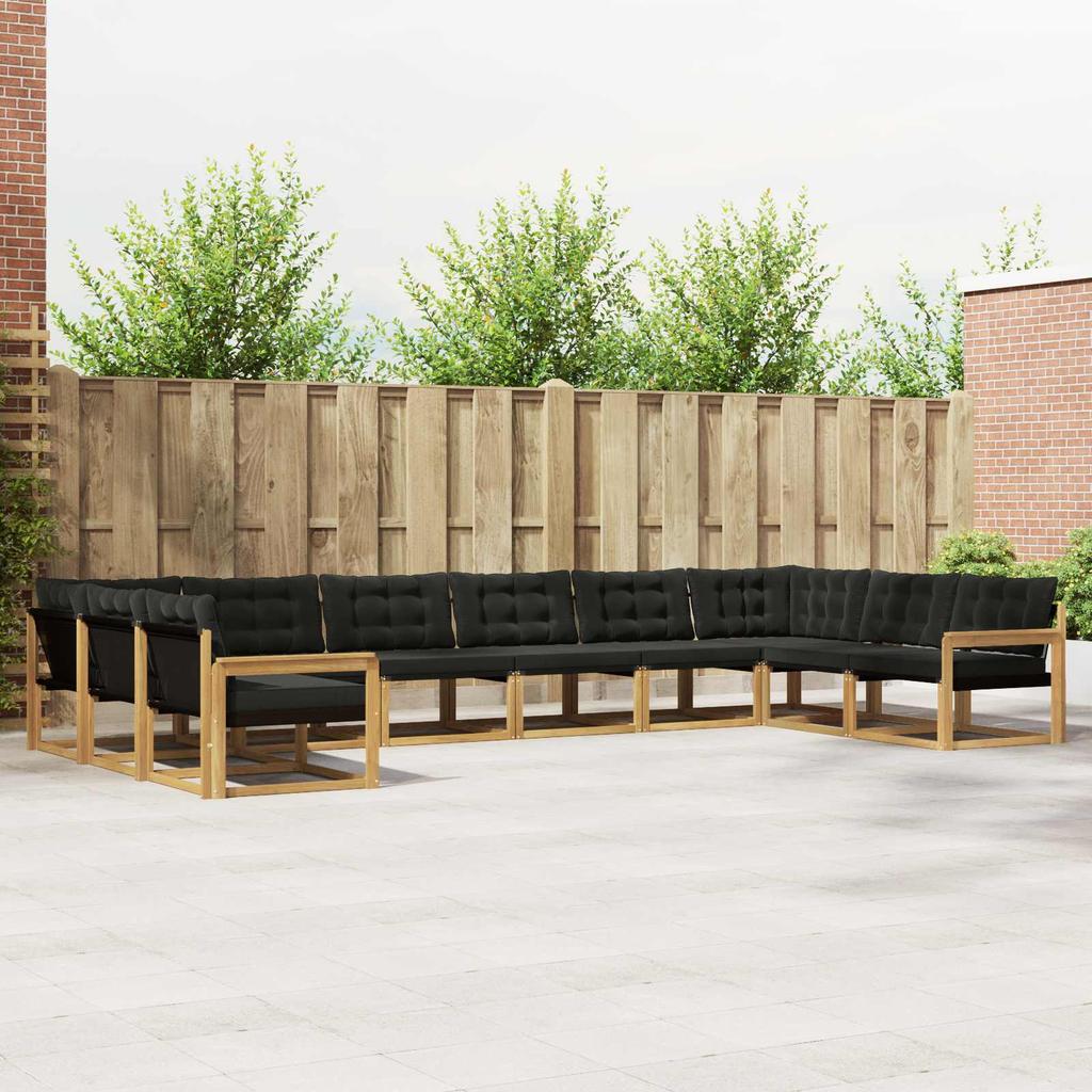 Outdoor Sofa Set with Cushions 10 pcs White and Black