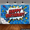 2D Plane - 1 piece of 2D flag - Birthday Happy Superhero Comic Style Banner Background