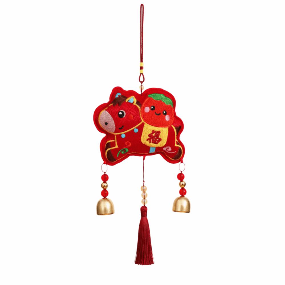Red Lion Dance Pendant Horse Embroideried Atmosphere Lucky Pendant Spring Festival Ornaments  Wall