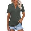 Women's Fashion Casual Lapel Short Sleeve Solid Color Shirt Women's V-Neck Tops