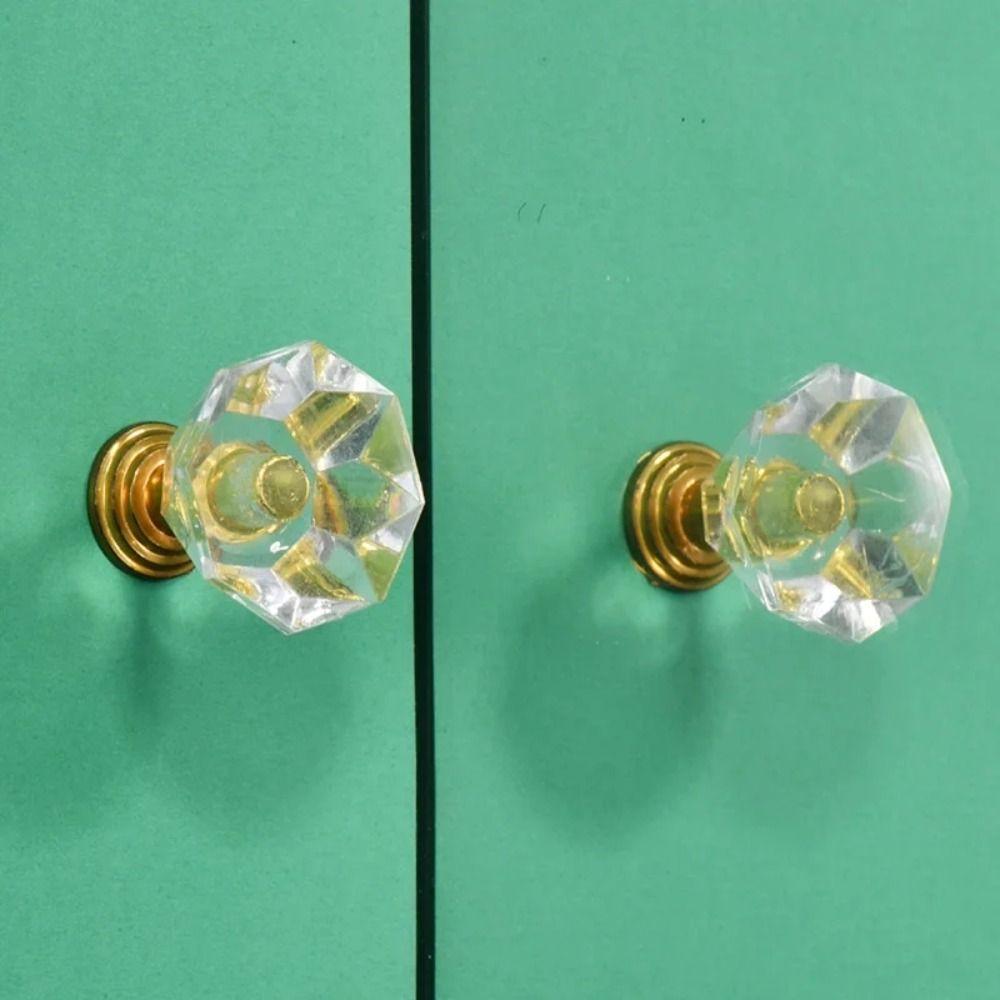 Gold Base Furniture Handle Crystal Glass Wardrobe Handles Kitchen Cabinet Knobs Dresser Drawer
