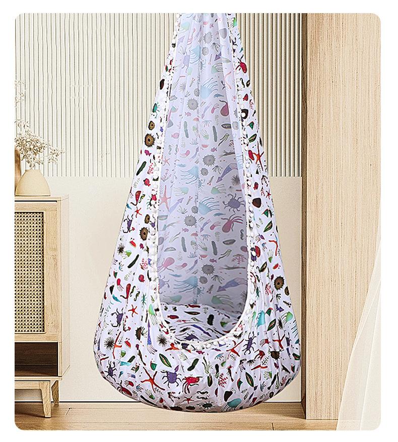 Новое детское подвесное кресло, переносная парашютная ткань, качели, кровать для кемпинга на открытом воздухе с бахромой по краю, надувной коврик с принтом