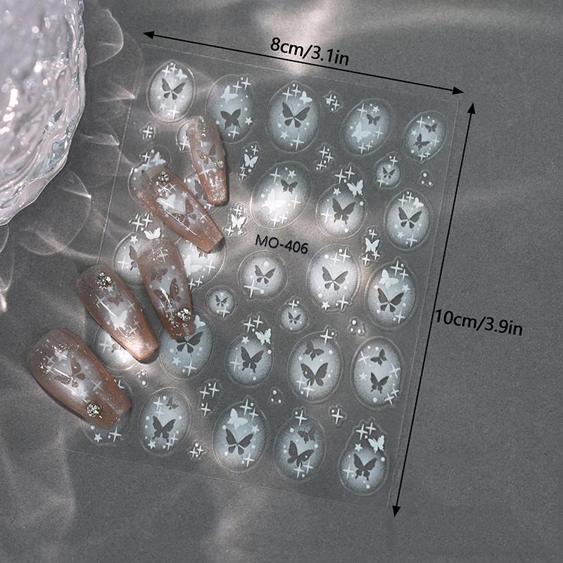 Hollow Out Spray Painted Star Butterfly Nail Stickers Transparent White Pentagram Wearing Nail Stickers Decorations