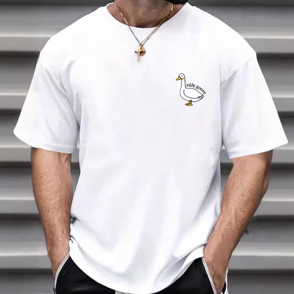 GOOSE Хлопковая футболка с коротким рукавом и круглым вырезом для женщин с 2D-принтом