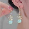 Fashion Vintage Mermaid Pearl Flower Hoop Earrings for Women Elegant Shiny Zircon Drop Dangle Earring Wedding Jewelry Gifts