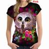 Модная забавная женская футболка с принтом совы 3D Harajuku Trendy Tops Tshirts Женские футболки с коротким рукавом