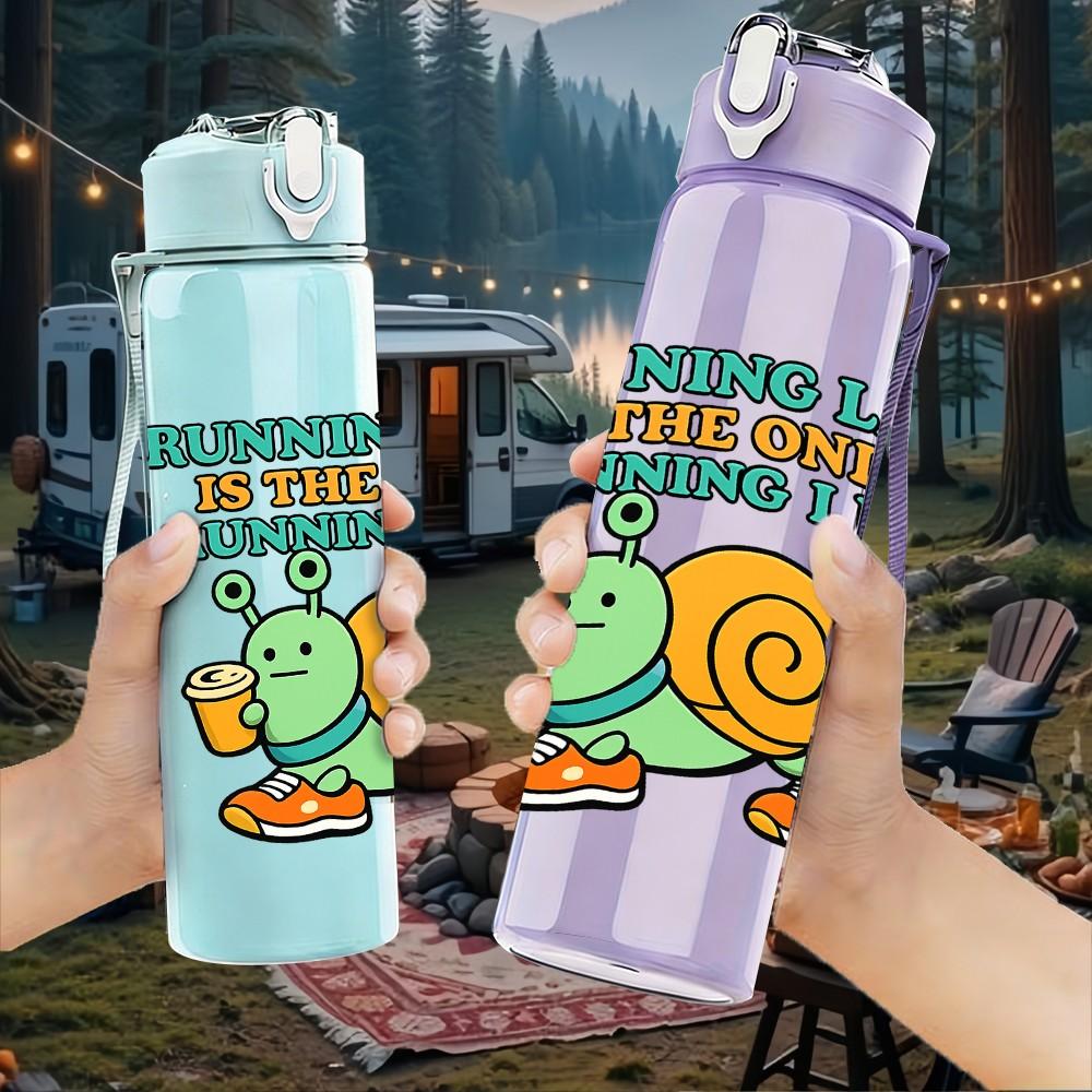 1PC Snail Saint Patrick Day Theme 750ml Color Plastic Sports Water Bottle Leakproof Flip Straw Lid Suitable for Sports Office Home Use