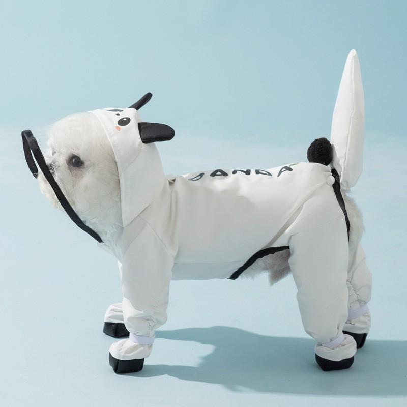 Waterproof Full-Body Raincoat With Leg Coverage Leash Hole Small Dogs Like Bichon Teddy