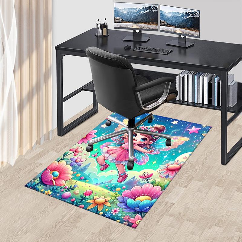 1pc Anime Fairy Chair Mat - Fantasy Floral Office Rug, Non-Slip Carpet for Desk Chairs, Decorative Gift for Anime Lovers, Suitable for Home and Office