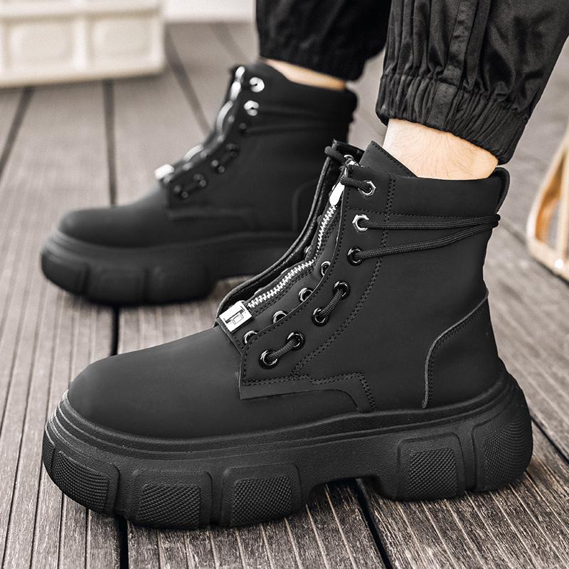 Мужские мотоциклетные ботинки в евро-американском стиле, дизайнерские белые ботинки на молнии, мужские ботинки на платформе, модная обувь для активного отдыха с высоким берцем