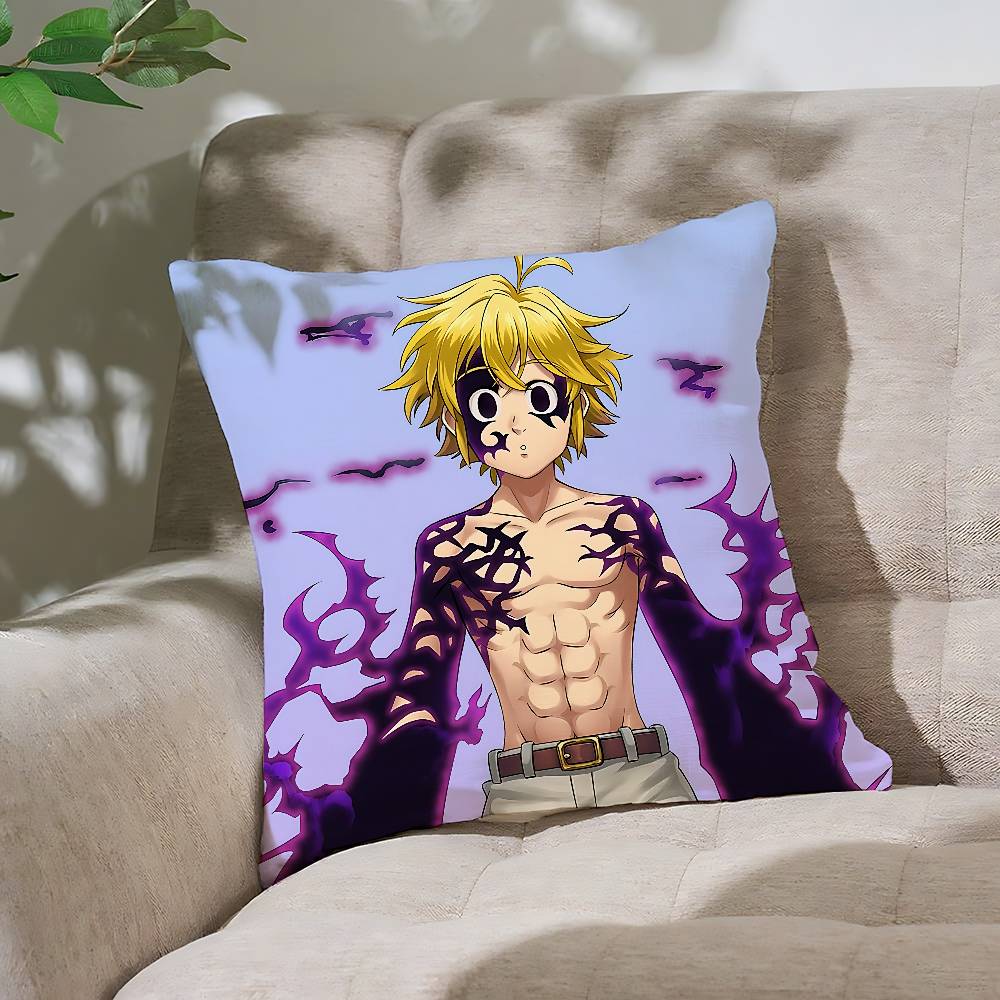 Аниме Наволочка Семь Смертных Грехов Подушка-бросок Чехол на подушку Скандинавский Винтажный Стиль Наволочки для подушек Гостиная Дома Диван Диван Сиденье
