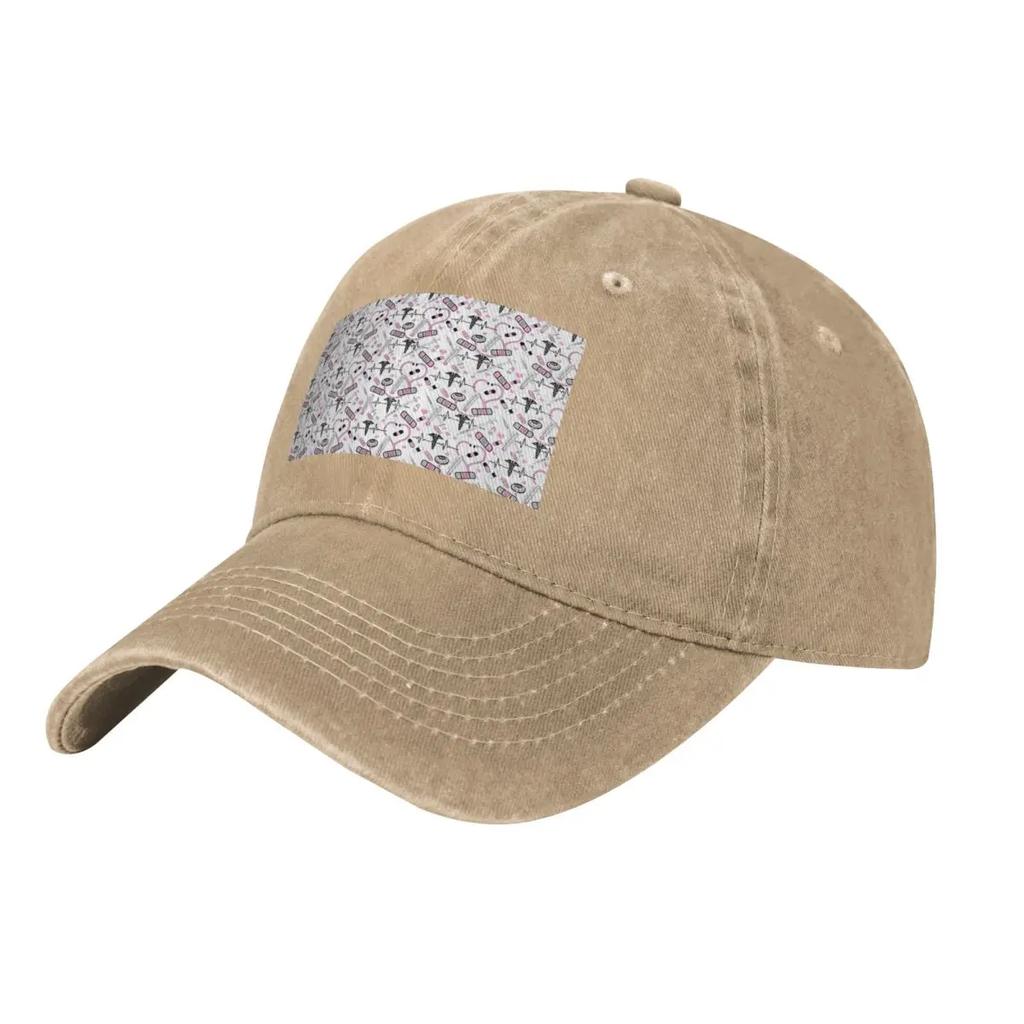 Cute Stethoscope Nurse Doctor EKG Pattern Baseball Caps Denim Hats Adjustable Casquette Streetwear Baseball Cowboy Hat