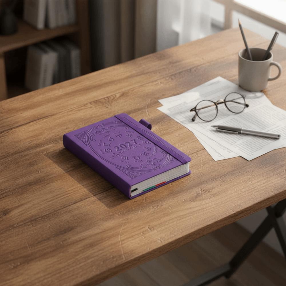 PU Leather Schedule Planner Notepad English Office Work Planner Stationery