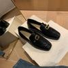 Strictly Selected Second Hair~ Grape Mother, Small Gold Buckle British Retro Square Head, One Foot Pedal Versatile Loafers Women