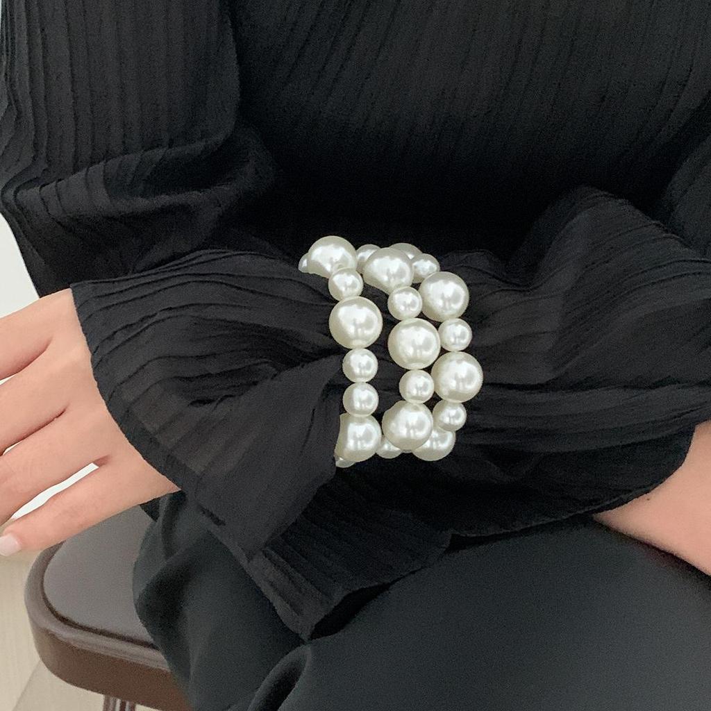 Комплект браслетов с французским жемчугом Exaggerated: Европейские и американские универсальные украшения из бисера из 3 предметов