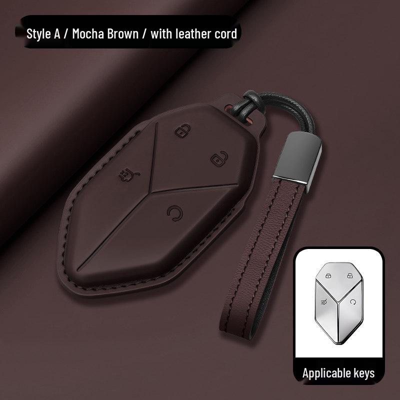 Equation Leopard Titanium Key Case: Genuine Leather, Anti-Fall, Interior Modification Accessory for 3-7 Keys