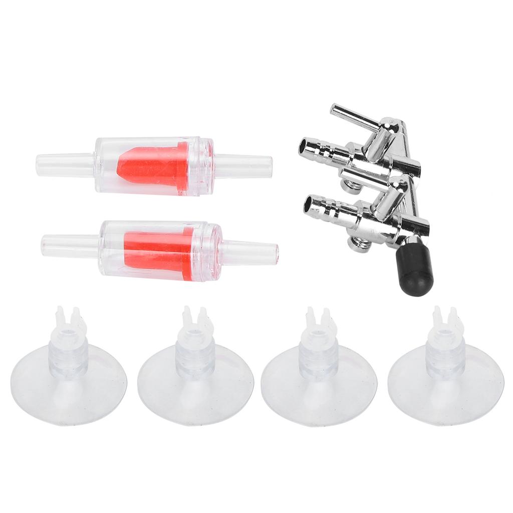 Aquarium Check Valve Fish Tank Oxygen Tube Suction Cups Set Aquarium Accessories2 Way Stainless