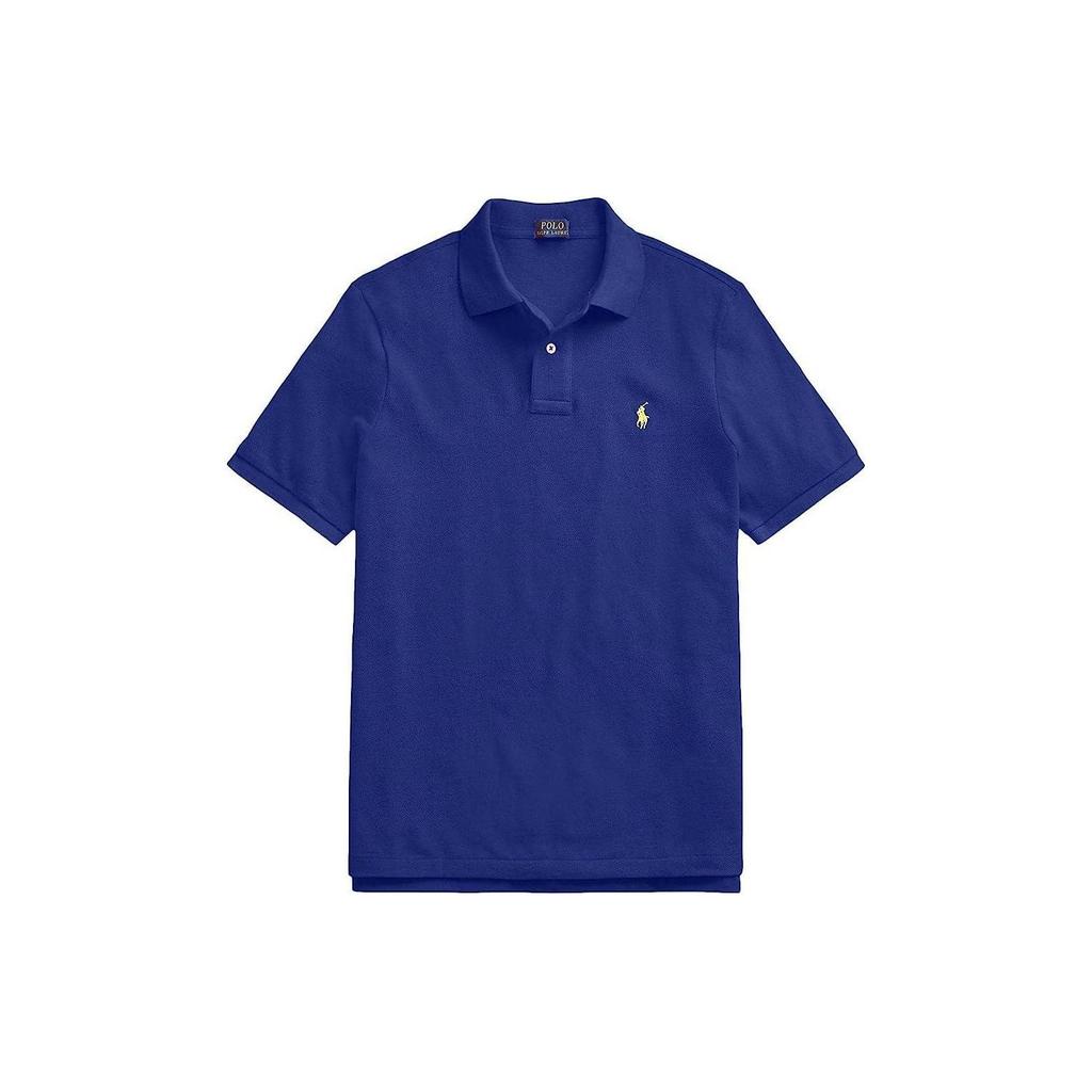 Polo Ralph Lauren Solid Color Polo Neck Short Sleeve Polo Shirt Men Tops Blue 710783656-003