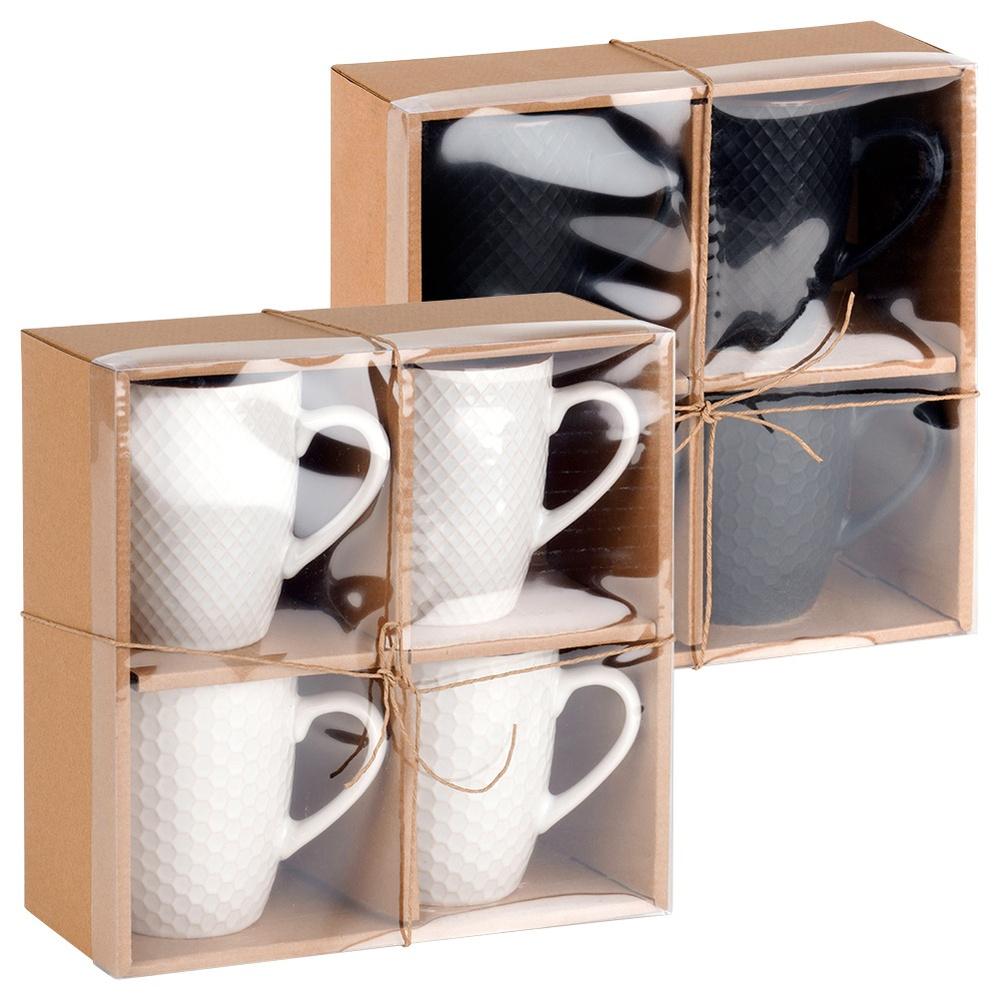 Ceramic Mugs White Black 400 Ml 8 Pcs.