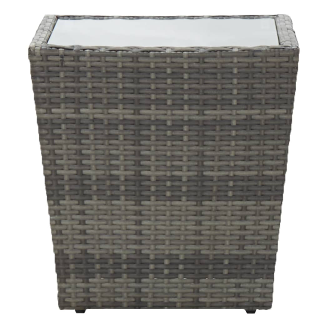 Side Table Gray 41.5 x 41.5 x 43 cm Poly Rattan and Tempered Glass
