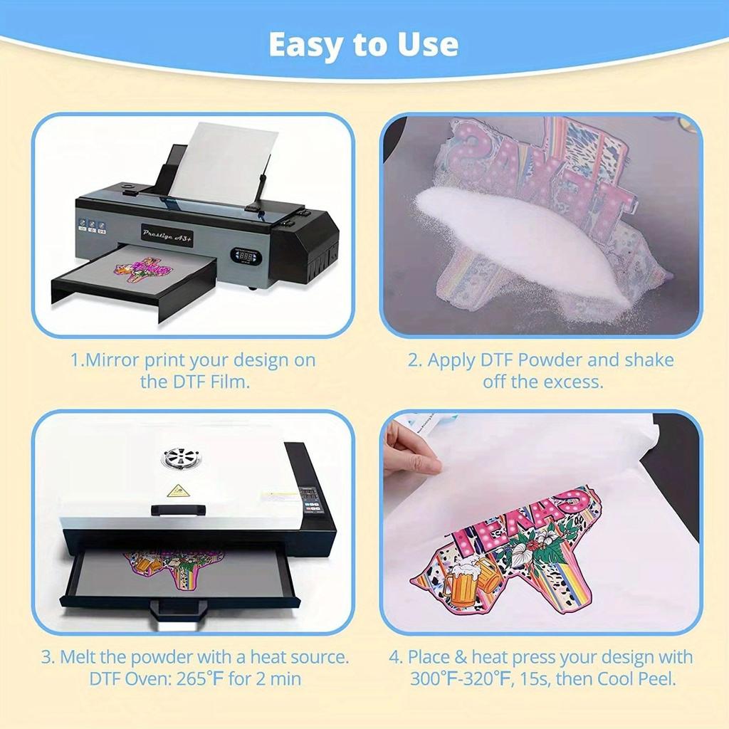 A4 30 Pcs DTF Transfer Film PET Heat Transfer Paper Matte Double-Side Clear Pretreat Sheets for DIY Direct on T-Shirts Bags