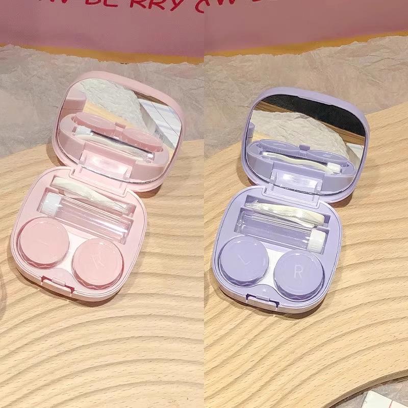 Компактный минималистичный контейнер для контактных линз с зеркалом - Герметичное хранение для цветных линз, Идеально для студентов