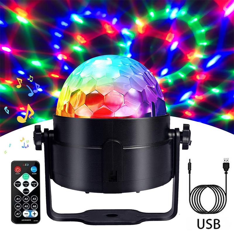 RGB Мигающий Диско-Шар Светодиодный Сценический Прожектор для Вечеринки С Вращающимися Эффектами Рождественский Хэллоуин Караоке Свадебный День Рождения Декор