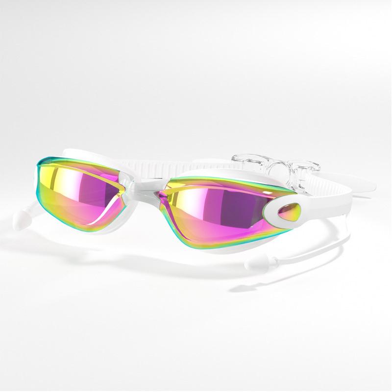 Swimming Goggles Swimming Ear Plugs Professional Waterproof Glasses HD Anti-Fog UV Silicone Adjustable Glasses Men Clear Goggles