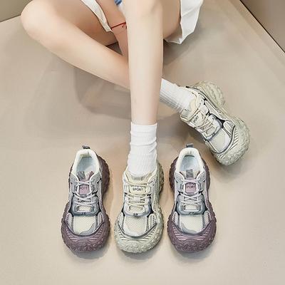 Летние фиолетовые одинарные сетчатые туфли для папы, женские туфли на платформе, кексы, новые женские туфли, сетчатые тонкие кроссовки, дышащие