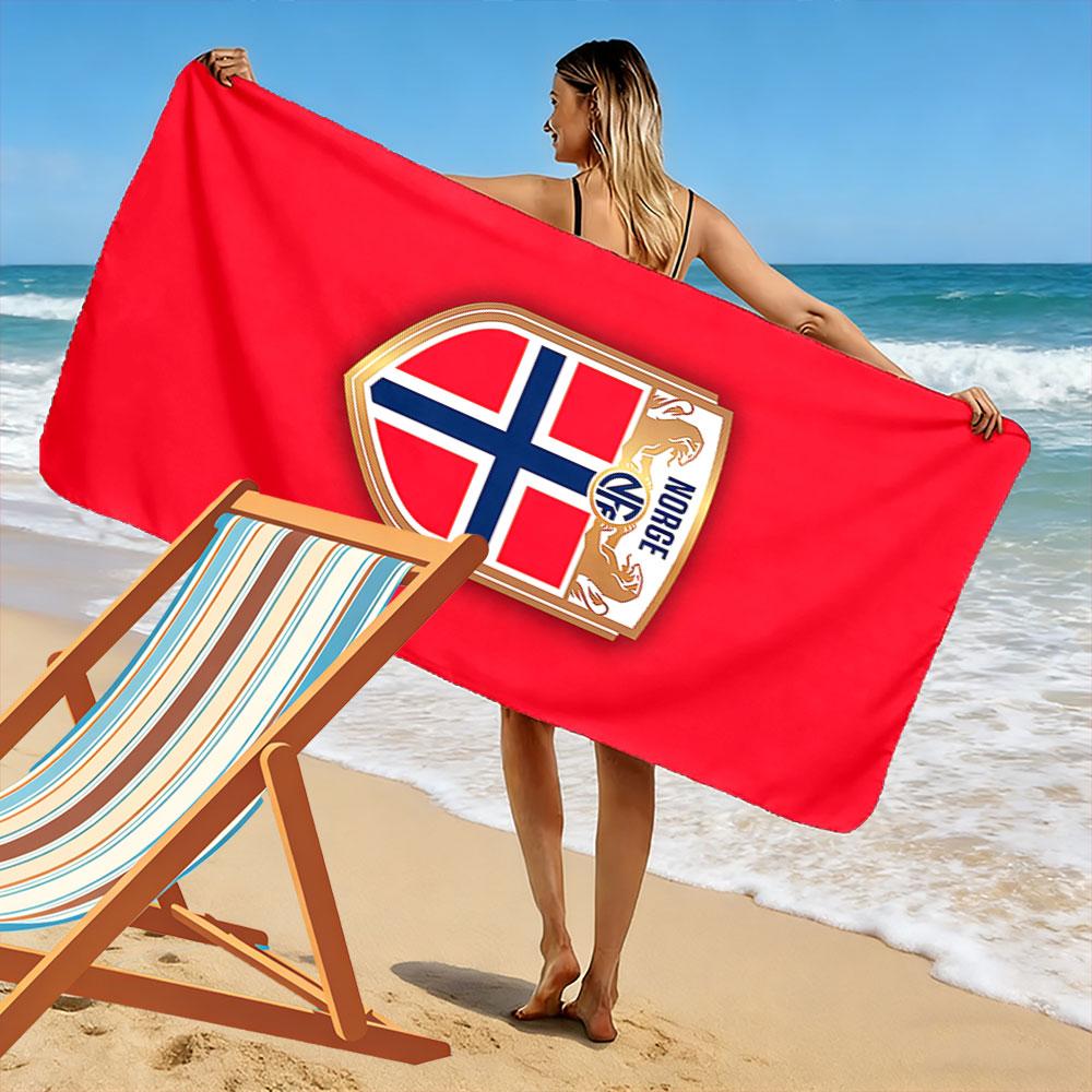 Norwegian Flag Shield Design Beach Towel Quick-drying for Travel Outdoor Sports Jogging Beach and Swimming